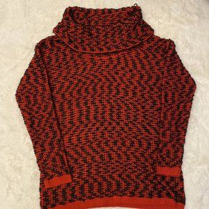 Calvin Klein Women's Marled Red & Black Knit Mock Turtleneck Sweater Size L